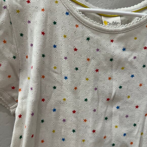 Mini Boden Rainbow Star Short Sleeve Pointelle Shirt - Picture 3 of 6